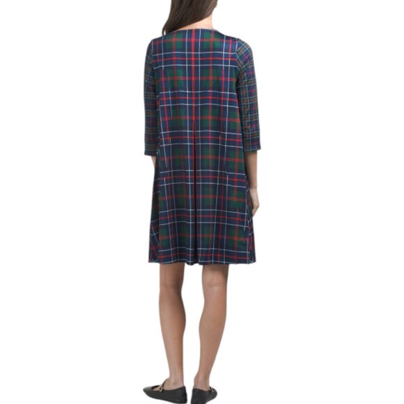 GRETCHEN SCOTT Three-quarter Sleeve Plaid Mini Dress - Picture 2 of 2